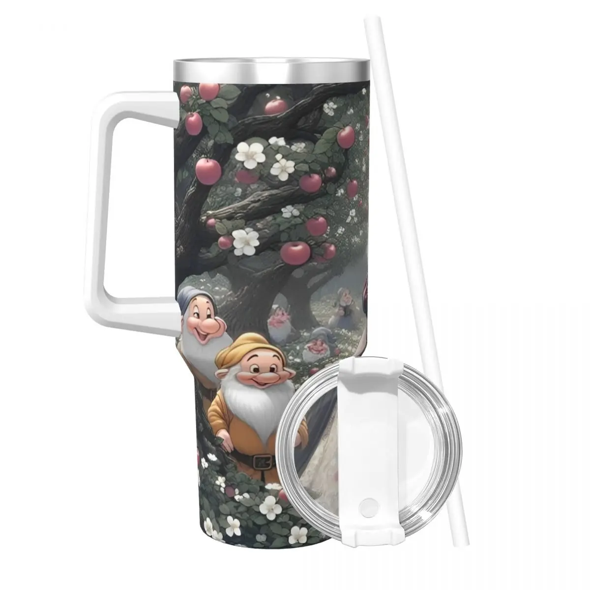 Snow White Stainless Steel Tumbler Camping Car Mugs Large Capacity Thermal Cups Keep Heat Cold and Hot Milk Tea Water Bottle