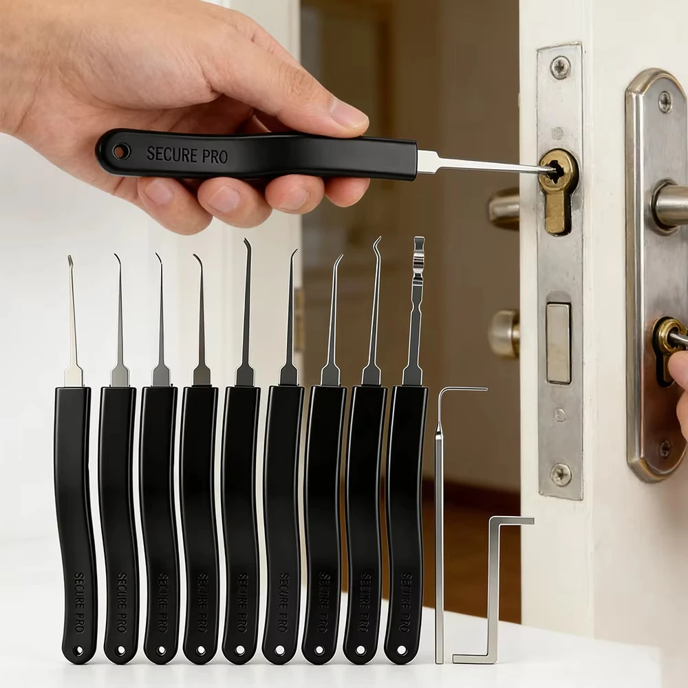 Stainless Steel Lock Pick Set Locksmith Tools with Broken Key Extractor Hooks DIY Hand Tools for Key Removal And Lock Repair