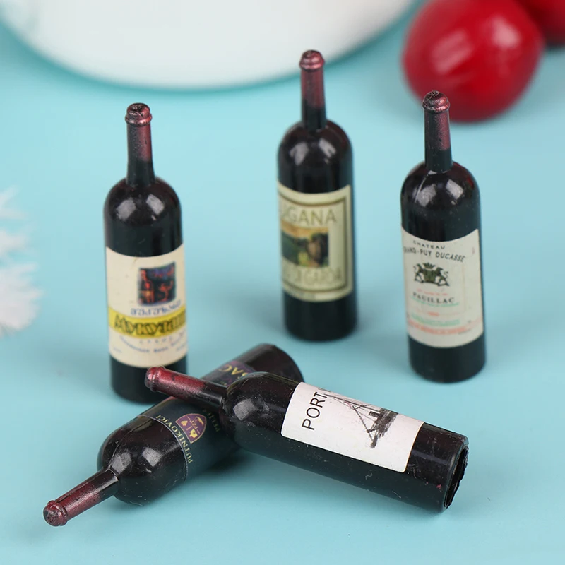 10 pçs 1/12 casa de bonecas em miniatura mini garrafa vinho conjunto com caixa simulação bebidas modelo brinquedos para casa boneca decoração acessórios