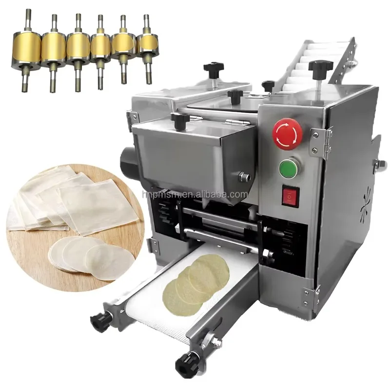 2025 Máquina laminadora de masa y masa para dumplings de alta capacidad para rollitos de primavera, tortilla Wonton y uso comercial
