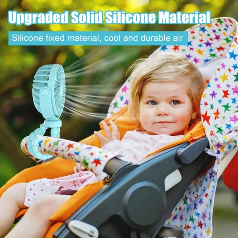 Multi Functional Student Baby Stroller Portable USB Rechargeable Lithium Battery Octopus Mini Fan