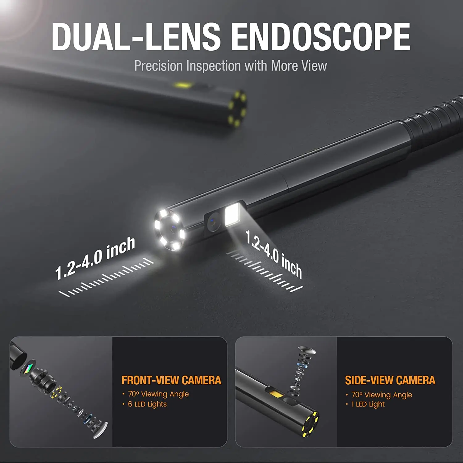 Teslong Endoscope Camera Snake Tube 3.9mm 5.5mm 7.6mm Cable 5.5mm 8mm Dual lens 12.5mm Auto focus Cable For NTS300 NTS500