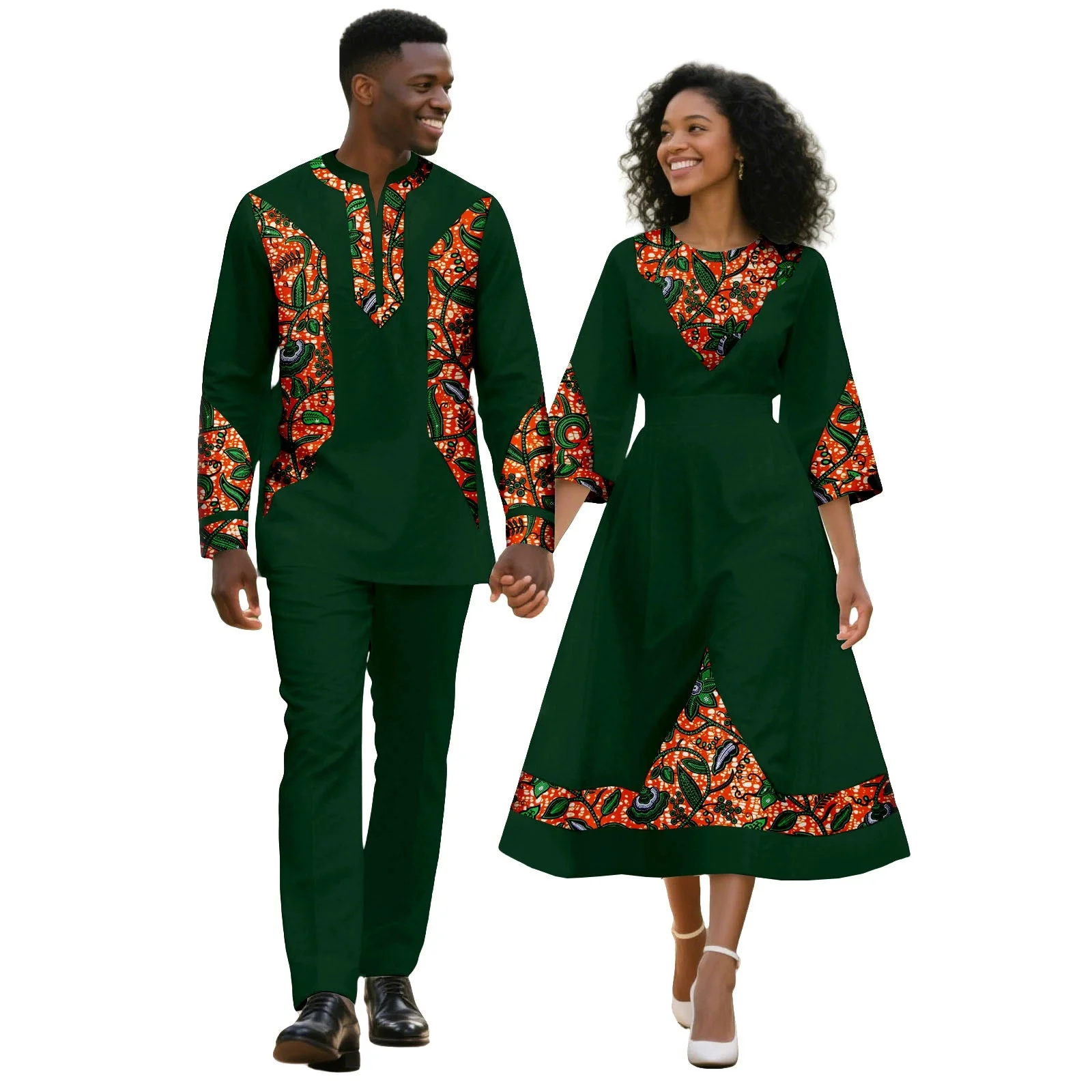 

Макси-платья русалки с африканским принтом для женщин, Vestidos, одинаковая одежда для пар, мужская одежда, комплекты топов и брюк Dashiki для вечеринки