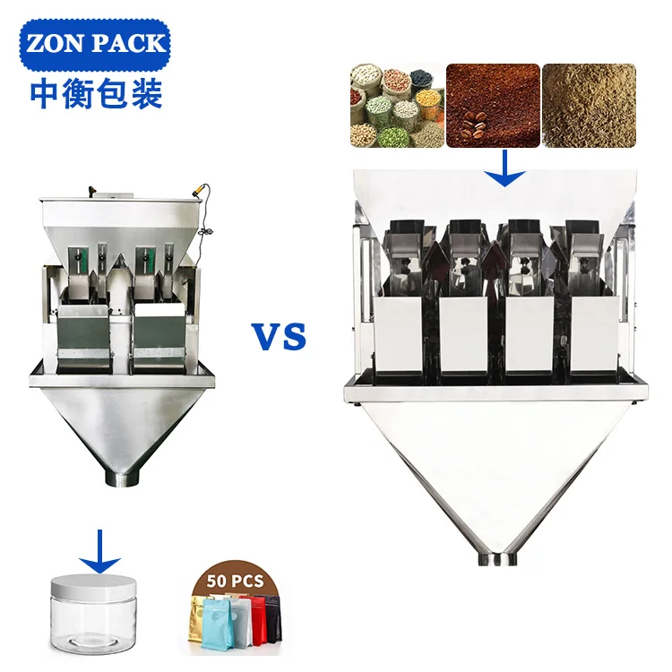 Multi Ingredient Powder Weighing Dosing Packing Semi Automatic Dry Powder 2/4 Head Filling Machine Linear Weigher