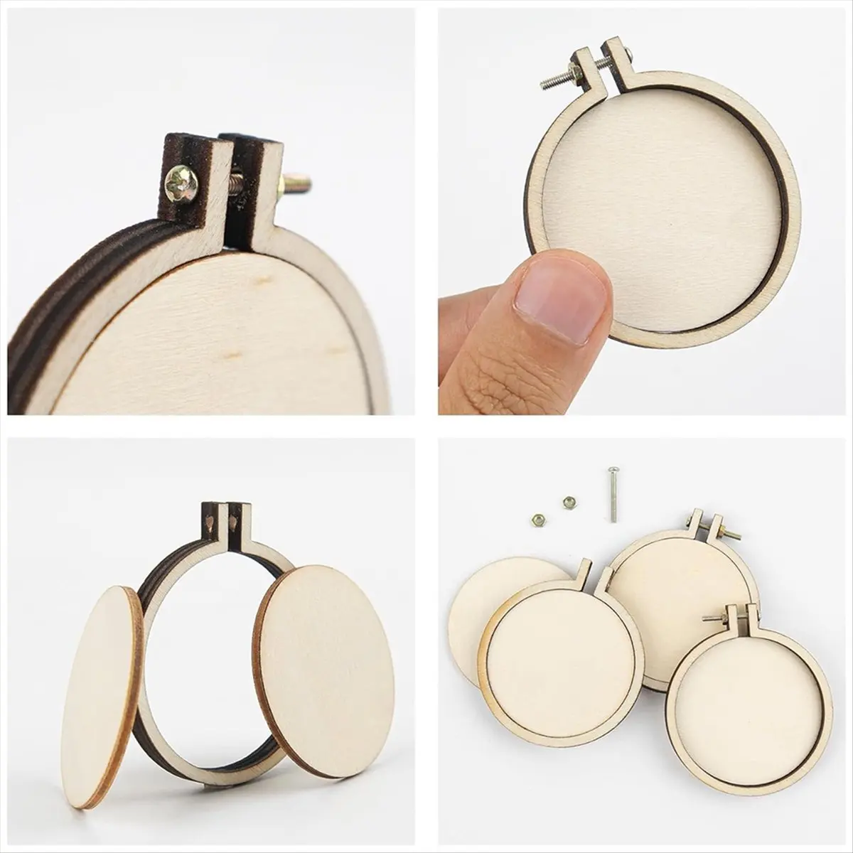 2026 B-est 20 Pack Mini Embroidery Hoop Wooden Round Crossing Hoop Wood Hoops Display Frame Circle for DIY Crafts