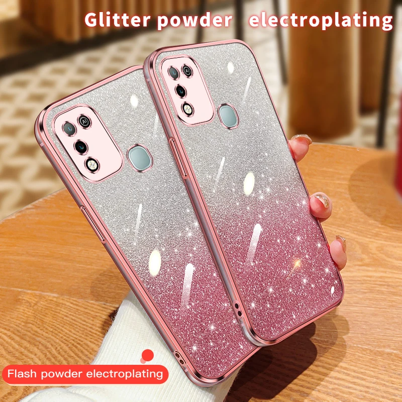 6D Plating Case for Infinix Hot 10 11 Play Glitter Soft Silicone Protection Cute Phone Cover InfinixHot10Play X688C X688B Coque