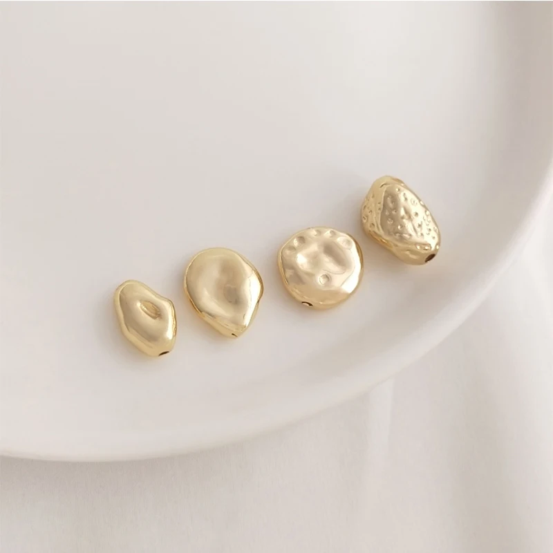 

14K Gold Plated Brass Irregular Shape Gold Nugget Beads For DIY Pearl Bracelet Making Supply Bead Spacers