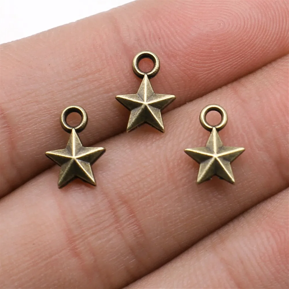40pcs Pentagram Star Charm For Jewelry Making 10x7mm 3 Colors Jewelry Accessories