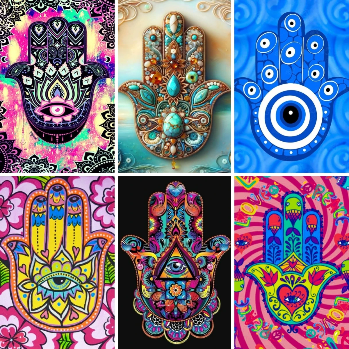 Hamsa main Kabbale diamant peinture Kit pour adultes gemme Art, mariage mur Art protection Fatima main positive pendaison de crémaillère cadeau