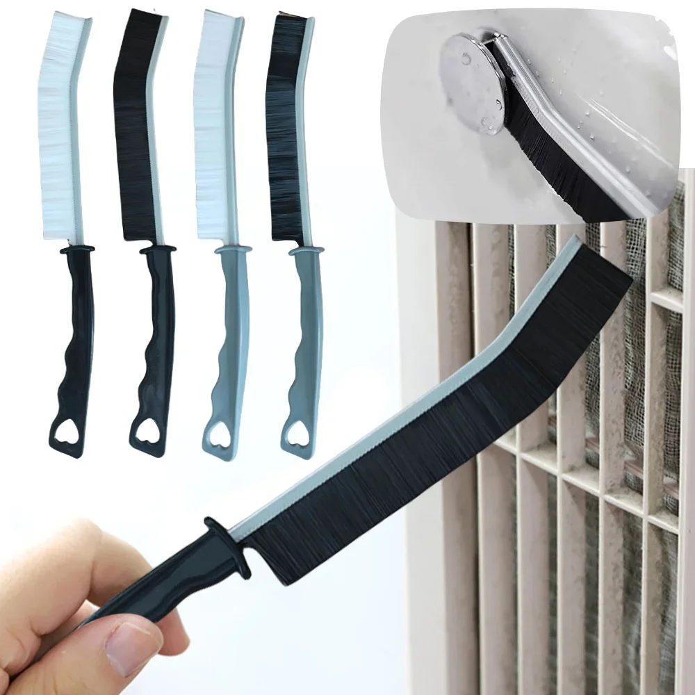 Hard Bristle Crevice Cleaning Brush Long Slit Brush for Shower Tile Groove Window Track for Kitchen Bathroom Fan Window Rails