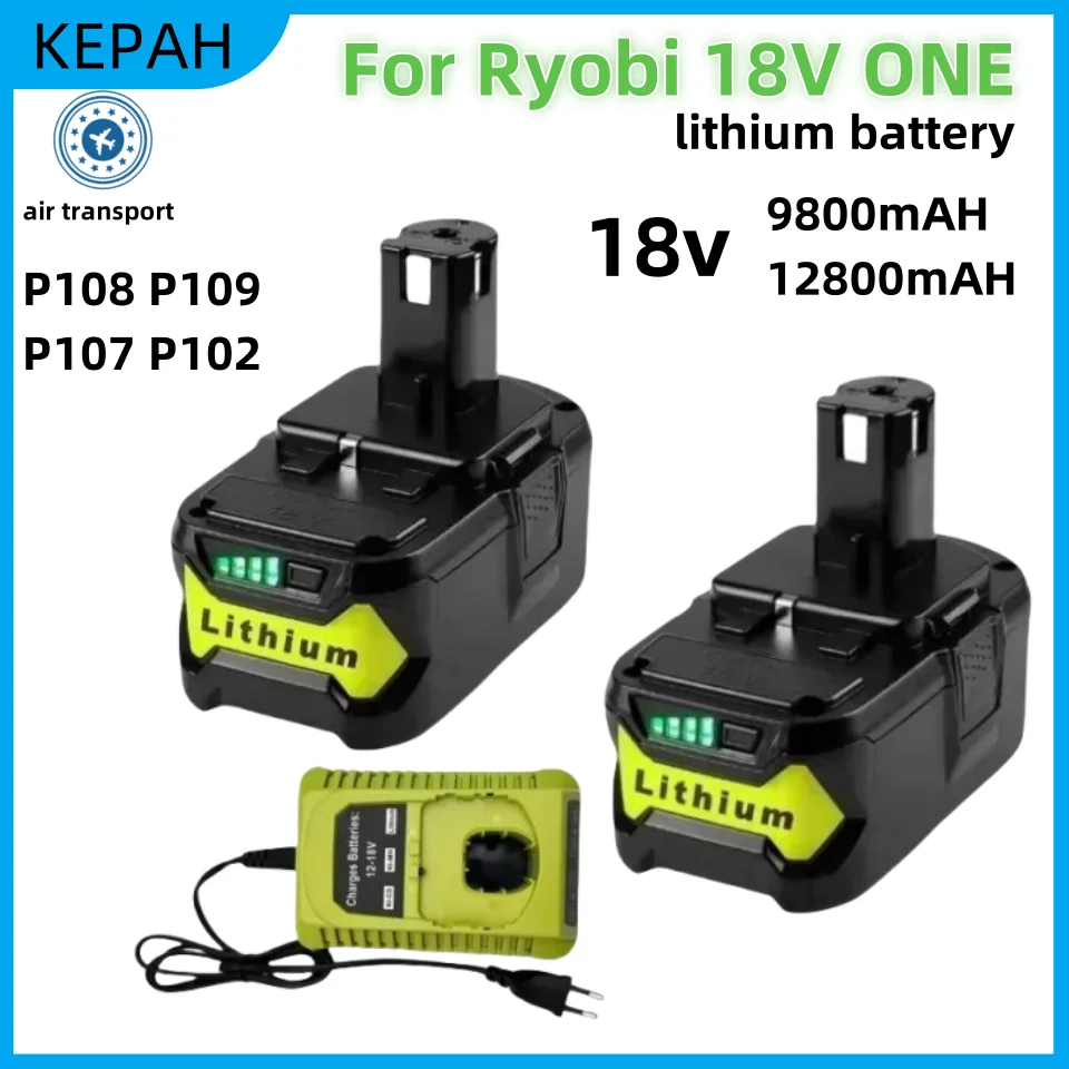 9.8Ah 12.8AH For RYOBI P108 18V One+ Plus Battery 18 Volt Lithium-Ion Power Tools P104 P107 RB18L50 RB18L20 P108 ryobi lithium