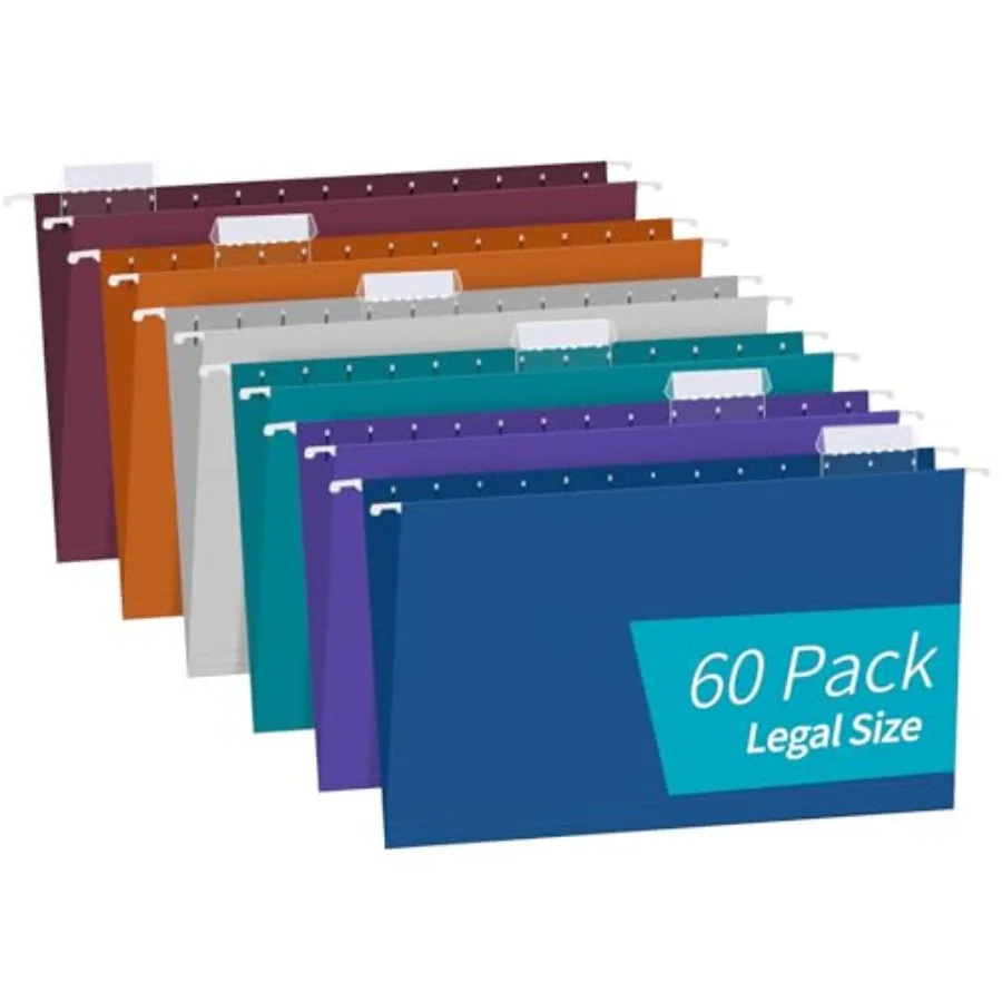 

Hanging File Folders 60 Pack Reinforced Hanging Folders Legal Size Designed for Bulky Files Filing Cabinet Adjustable Tabs Asso