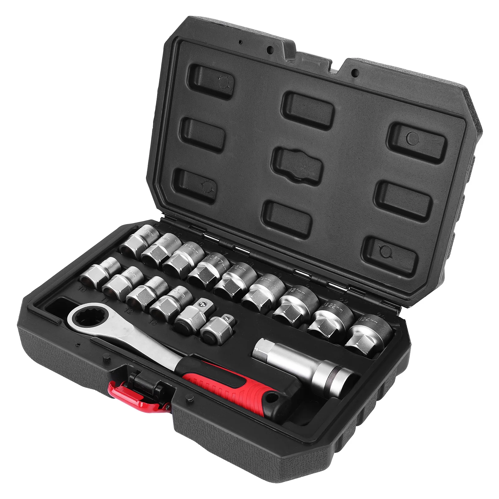 17Pcs Ratchet Socket Wrench Kit Wear Resist Penetrating Ratchet Socket Multi-Purpose Two-Way Wrench Set for Home Garage Tool