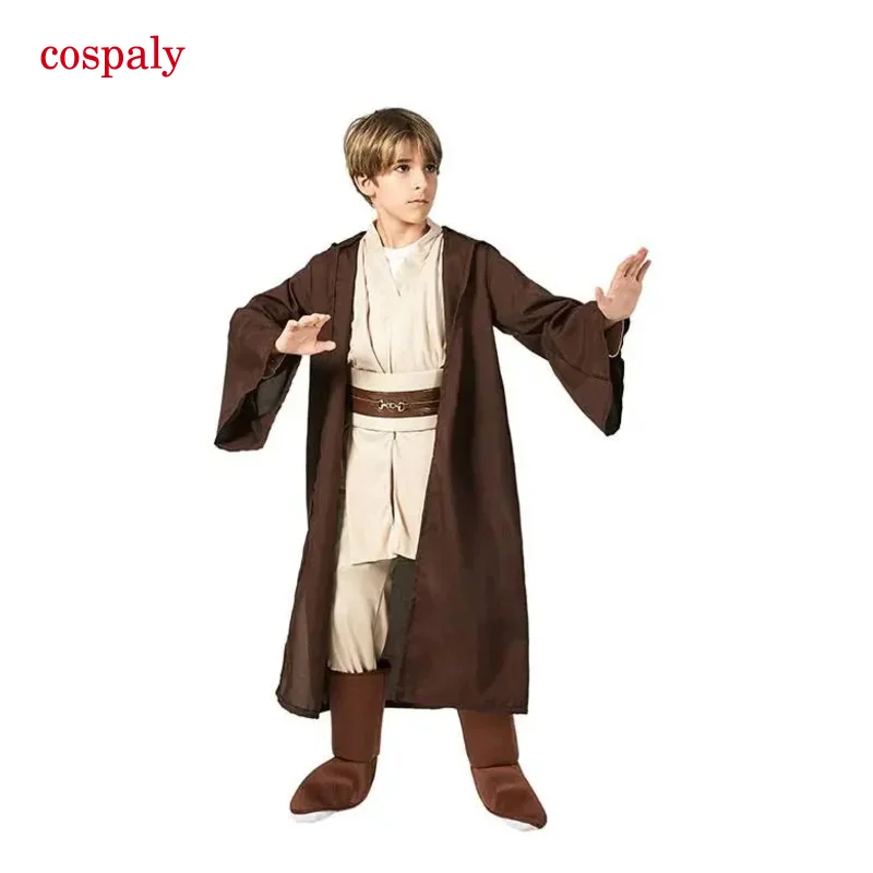 A High quality Jedi warrior full set cosplay costume Obi Wan Kenobi costume tunic for children kids