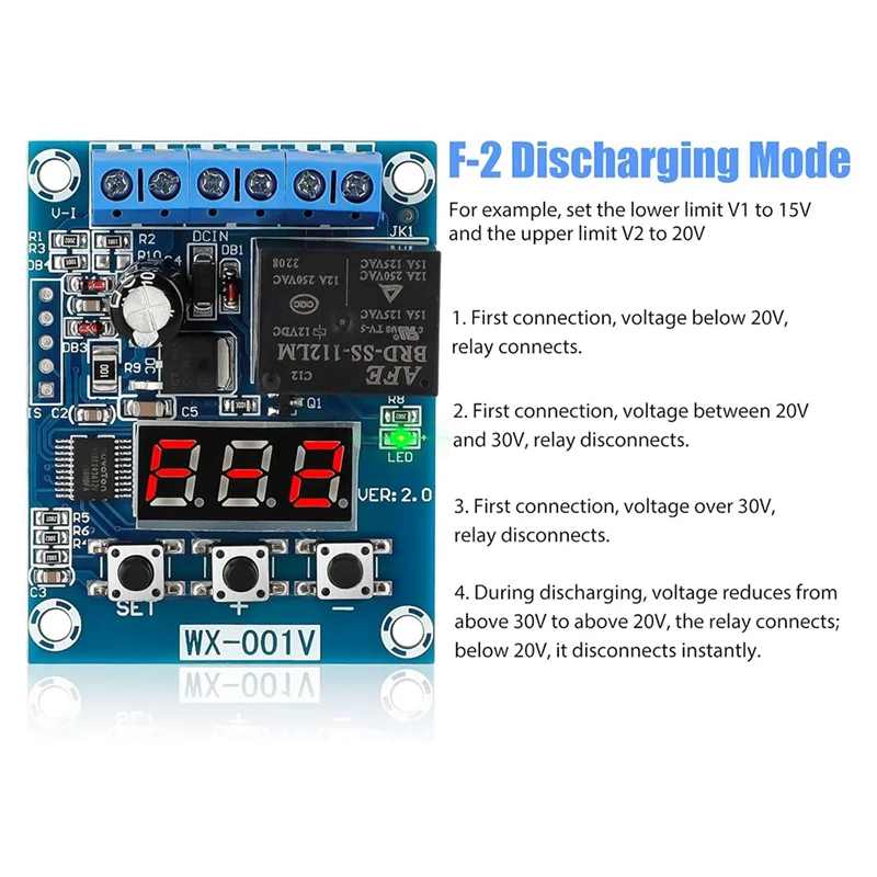1PCS Low Voltage Cutoff, Battery Voltage Monitor Module DC 12V Low Voltage Cut Off Charge Discharge Protection Board Easy To Use