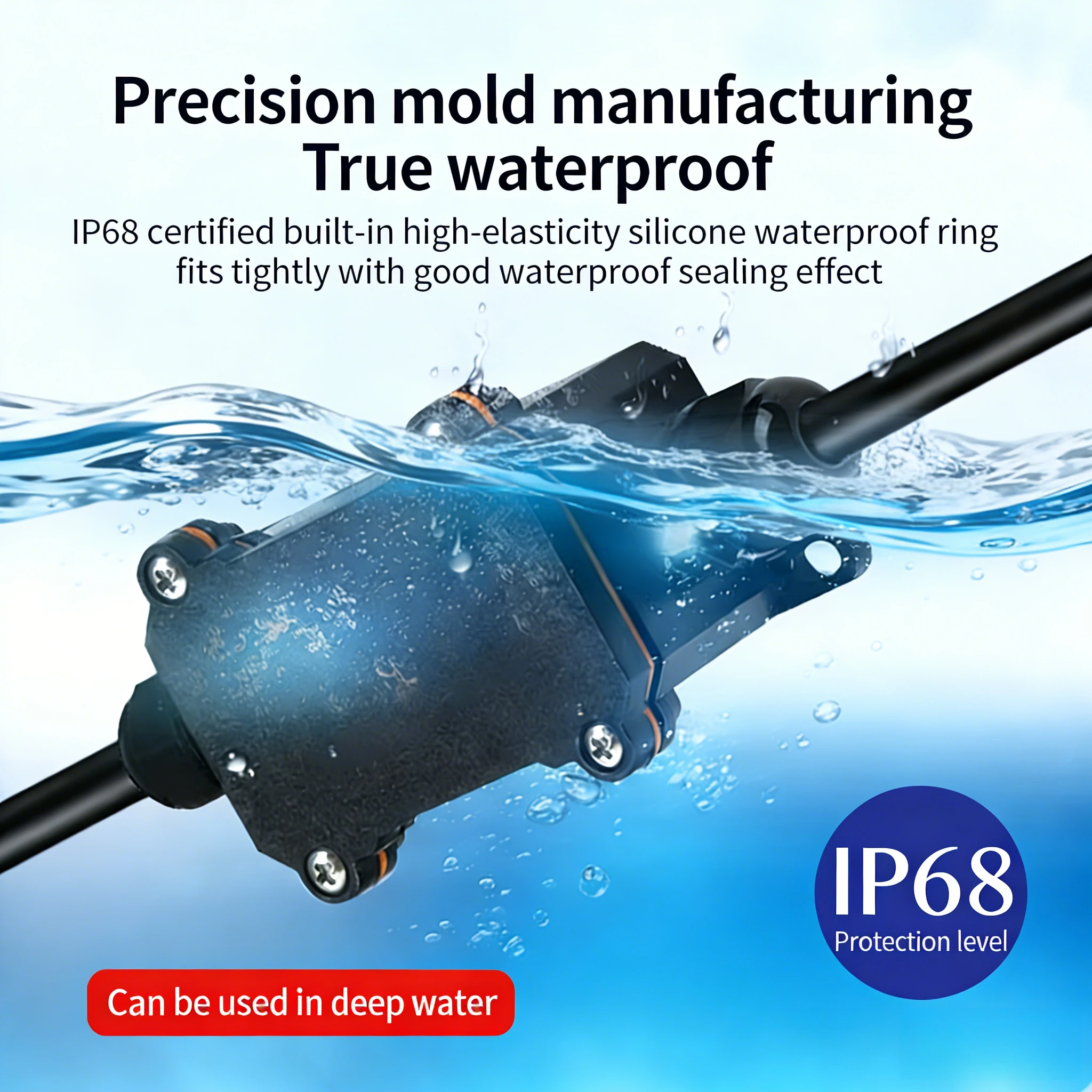 Waterproof 32A/250V Tee Outdoor Power Box 2-way Connector Terminal Y-type Junction Quick Box with  Connection Threading Box IP68