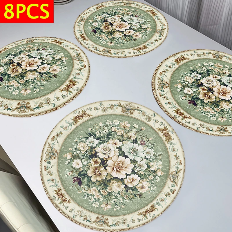 8 manteles individuales: diseño de ramo floral victoriano, manteles de mesa de 38x38 cm, manteles de plato, adecuados para decoración de mesa de festival de familias