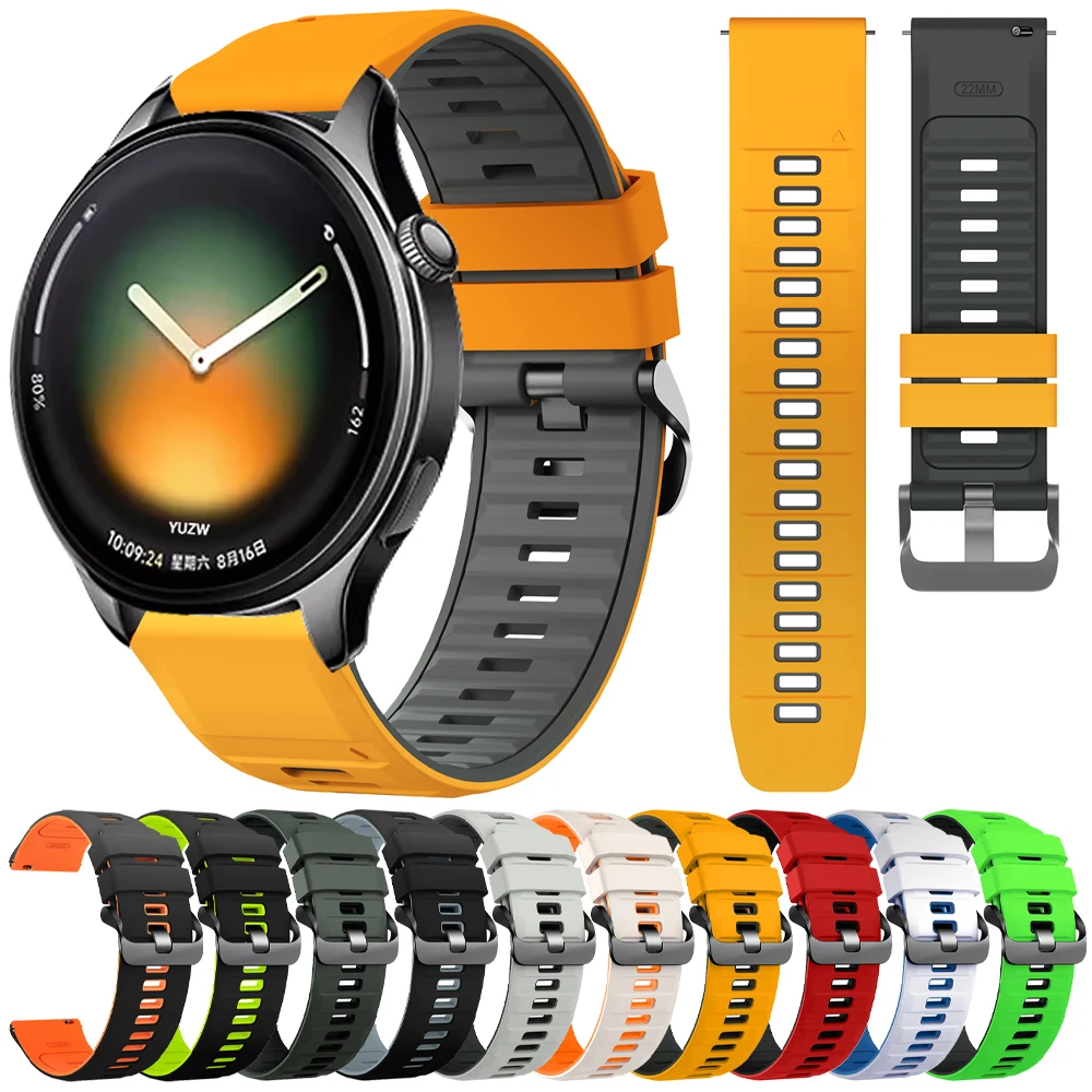 Pulseira de 22mm para Smartwatch Xiaomi Watch 5 2 Pro Mi Watch color 2, bracelete esportivo de silicone para Xiaomi Watch S4 S3 S2 S1 Active