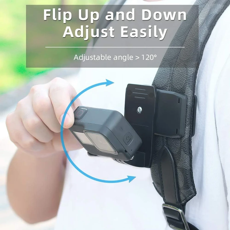 Backpack Strap Mount Quick Clip Mount Compatible with Gopro Hero 12 11 10 Fusion Max DJI Osmo Insta360 Xiaomi Yi Action Cameras