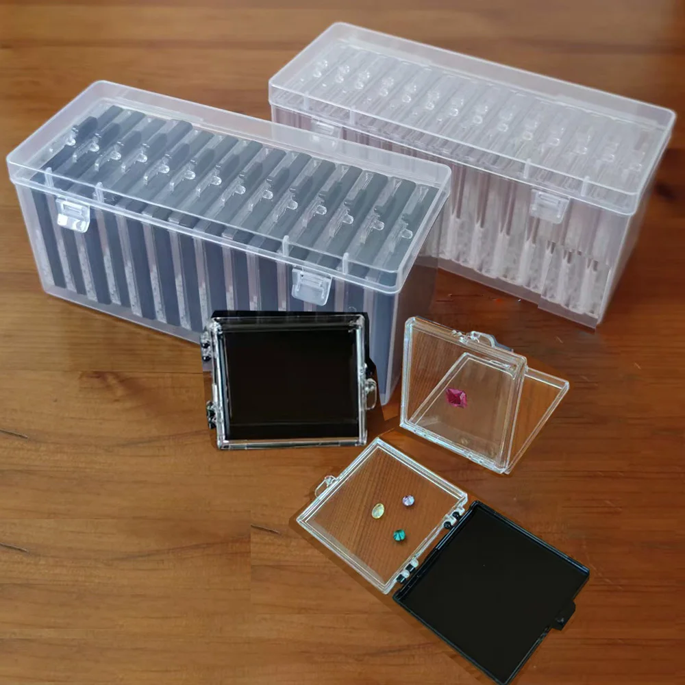 Floating Gemstone Storage Box Gems Display Organizer Holder Clear Adhensive Loose Diamond Stone Zircon Jewelry Packaging Boxes