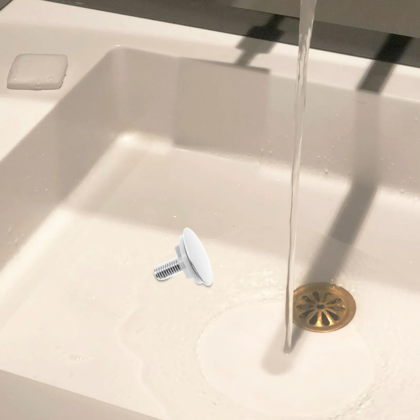 

4pcs Sink Washbasin Hole Cover Kitchen Bathroom Plug Durable Abs Overflow Drain Silver 13 35MM Leak Prevention Easy