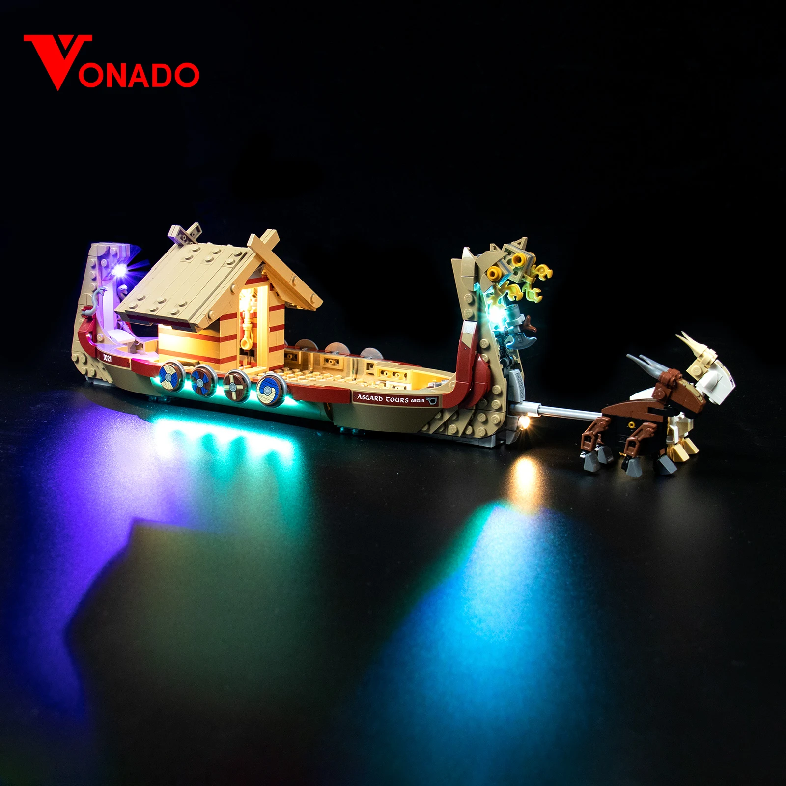 Vonado-Juego de bloques de construcción de barco de cabra para niños, juguete de construcción con luz LED para 76208, no incluye el modelo