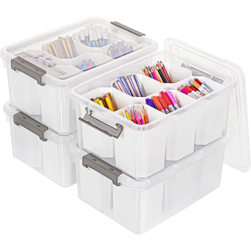 

Citylife 17 QT Plastic Storage Bins Clear Storage Box with Lids Multipurpose Stackable Storage Containers for Organizing Tool, C