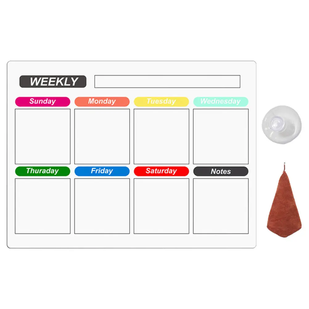 

1Set Magnetic Refrigerator Board Clear Dry Erase Weekly Planner Plastic White Board for Fridge Scheduling Magnetic Planner