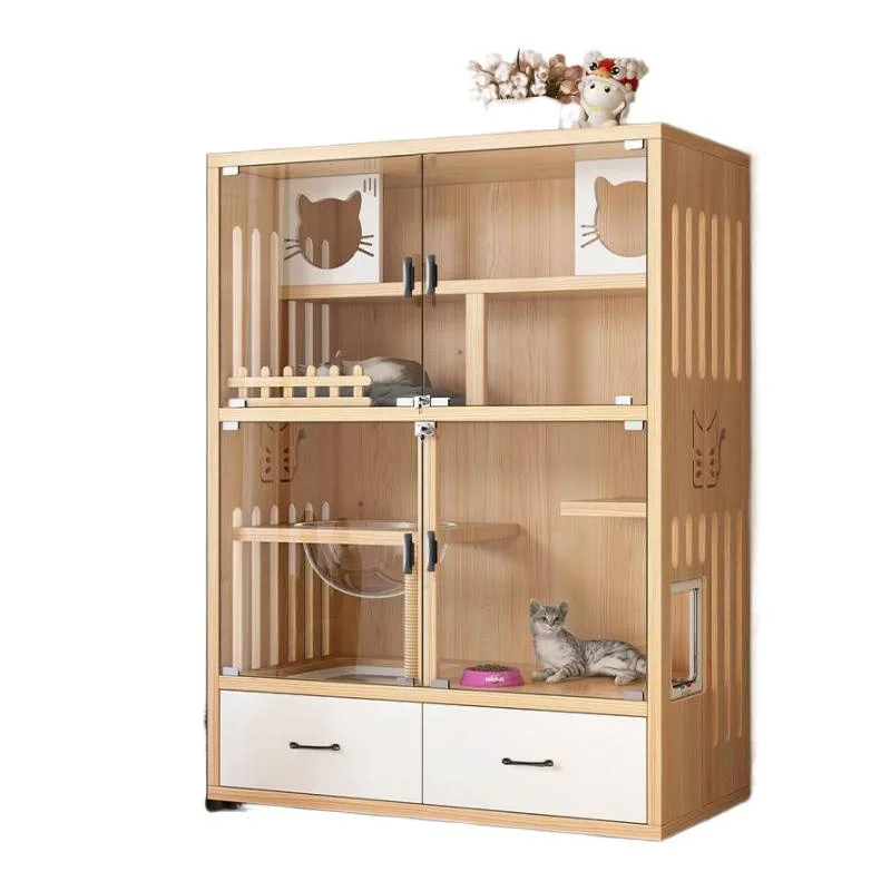 

Cat house villa cabinet solid wood cage household interior