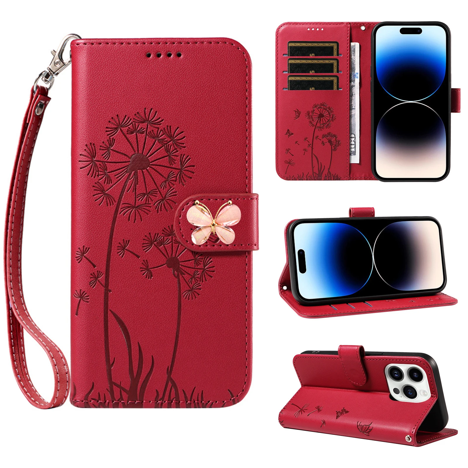 حزام اليد الوجه الحال بالنسبة ل VIVO V50 V40 لايت V30E V29 V29E فراشة كليب الجلود الحبل 3 بطاقات السوار الفرقة المحفظة غطاء Funda