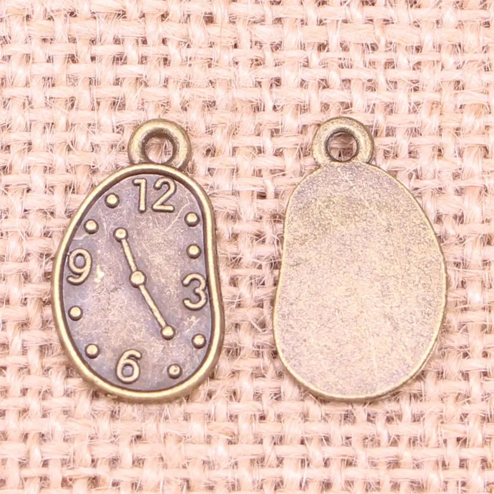 72pcs Jewelry Charms clock time warp 21mm Antique Bronze Plated Pendants Making DIY Handmade Tibetan Bronze Jewelry