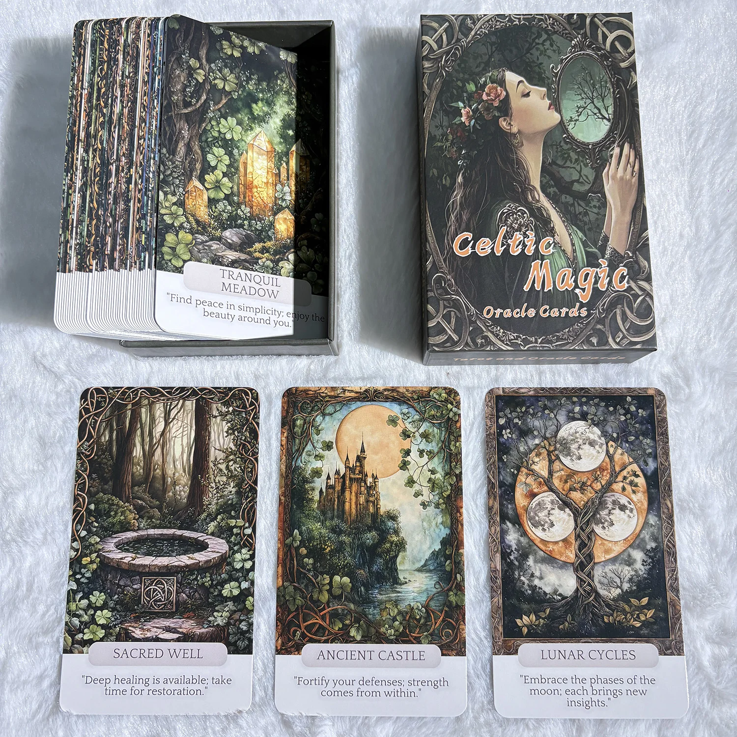 

Celtic Magic Oracle Cards Set, English Tarot Deck, Divination Cards, Prophecy Cards, 12x7cm Cards, 50 Beautiful Cards
