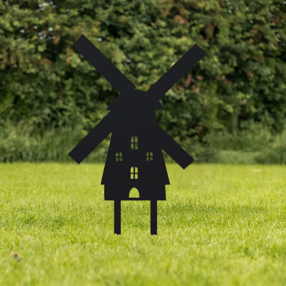 

1PC Charming European Cottage Metal Windmill Garden Stake – Rustic Outdoor Decor with Rotating Blades, Windmills for The Yard