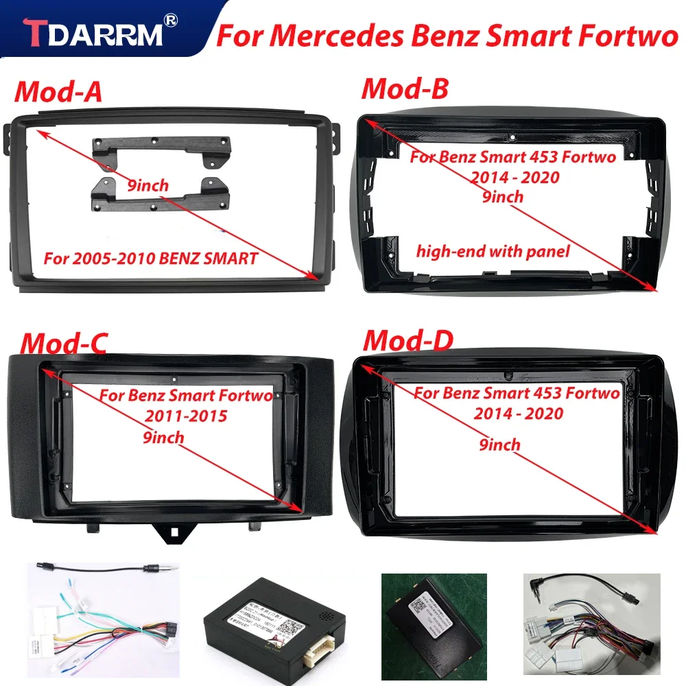 Car Radio Fascia For Mercedes Benz Smart 453 Fortwo 2005-2010 /2011-2015/2014-2020 Multimedia DVD Stereo Frame Plate frame kit