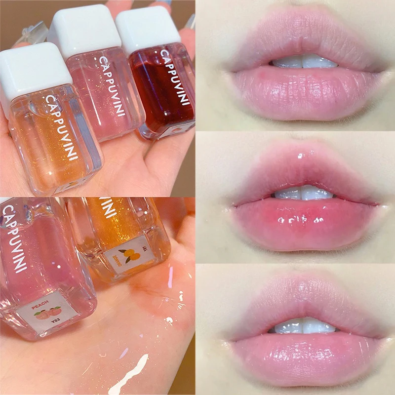 Óleo transparente do bordo da água para mulheres, 5 cores, hidratando, plumping, brilho labial do espelho, duradouro, brilho, matiz sexy do bordo, composição, cosméticos