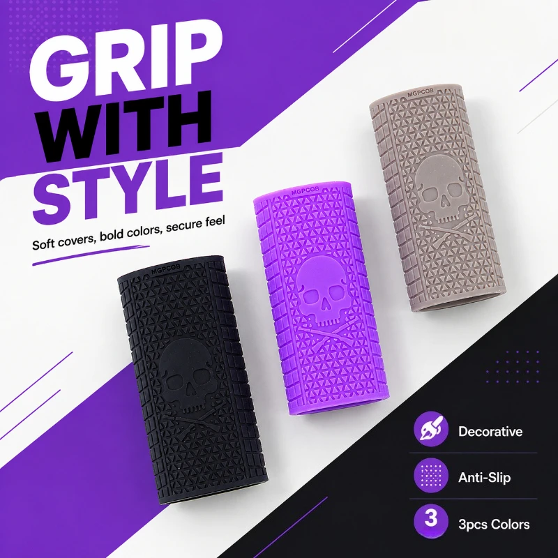 Textured Anti Slip Silicone Handle Cover Skull Pattern Durable Rubber Hobby Grip Sleeve Accessory