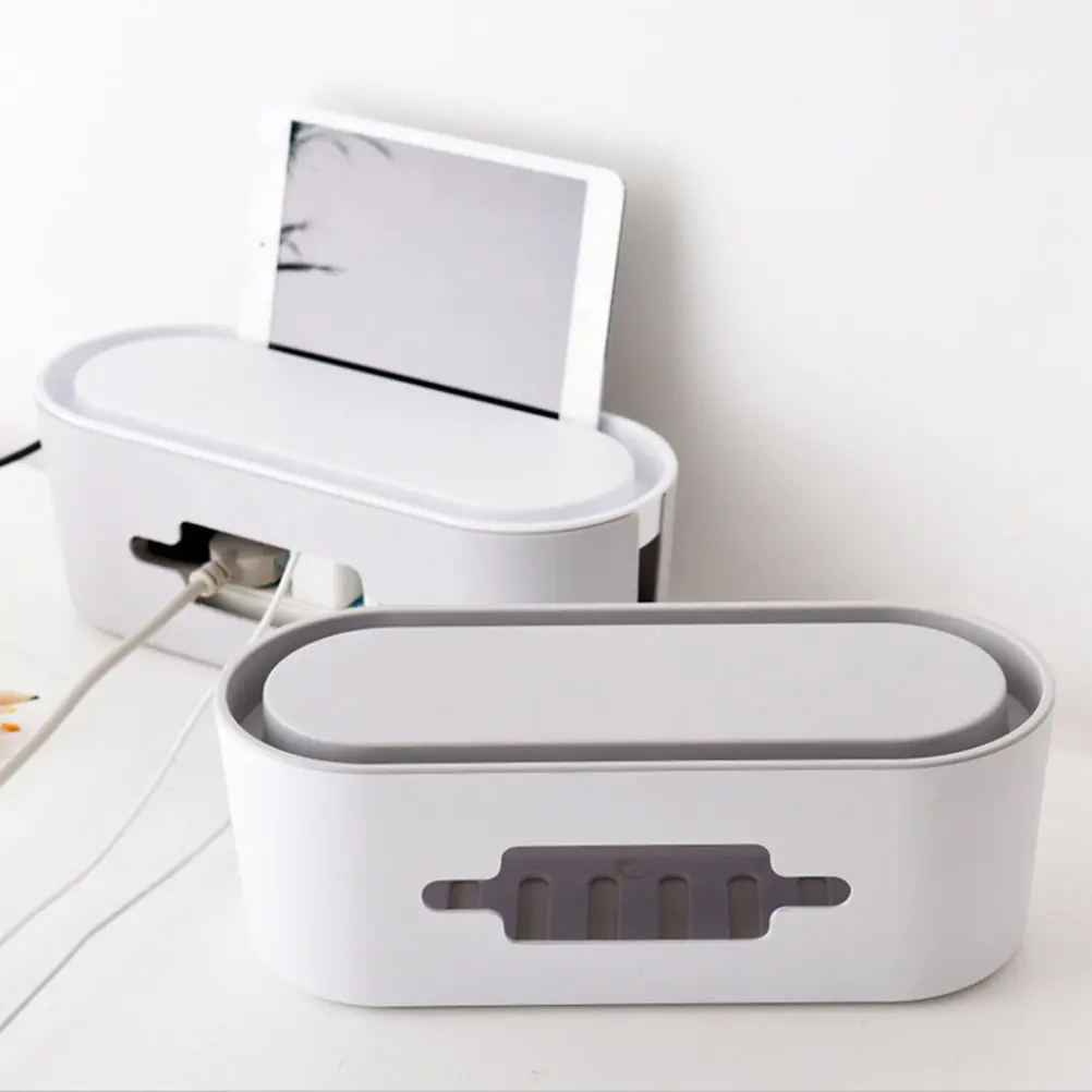 Cable Storage Box Multifunctional Power Strip Organizer Plastic Case with Lid Large Cord Hider Wire Container for Home Office view 4