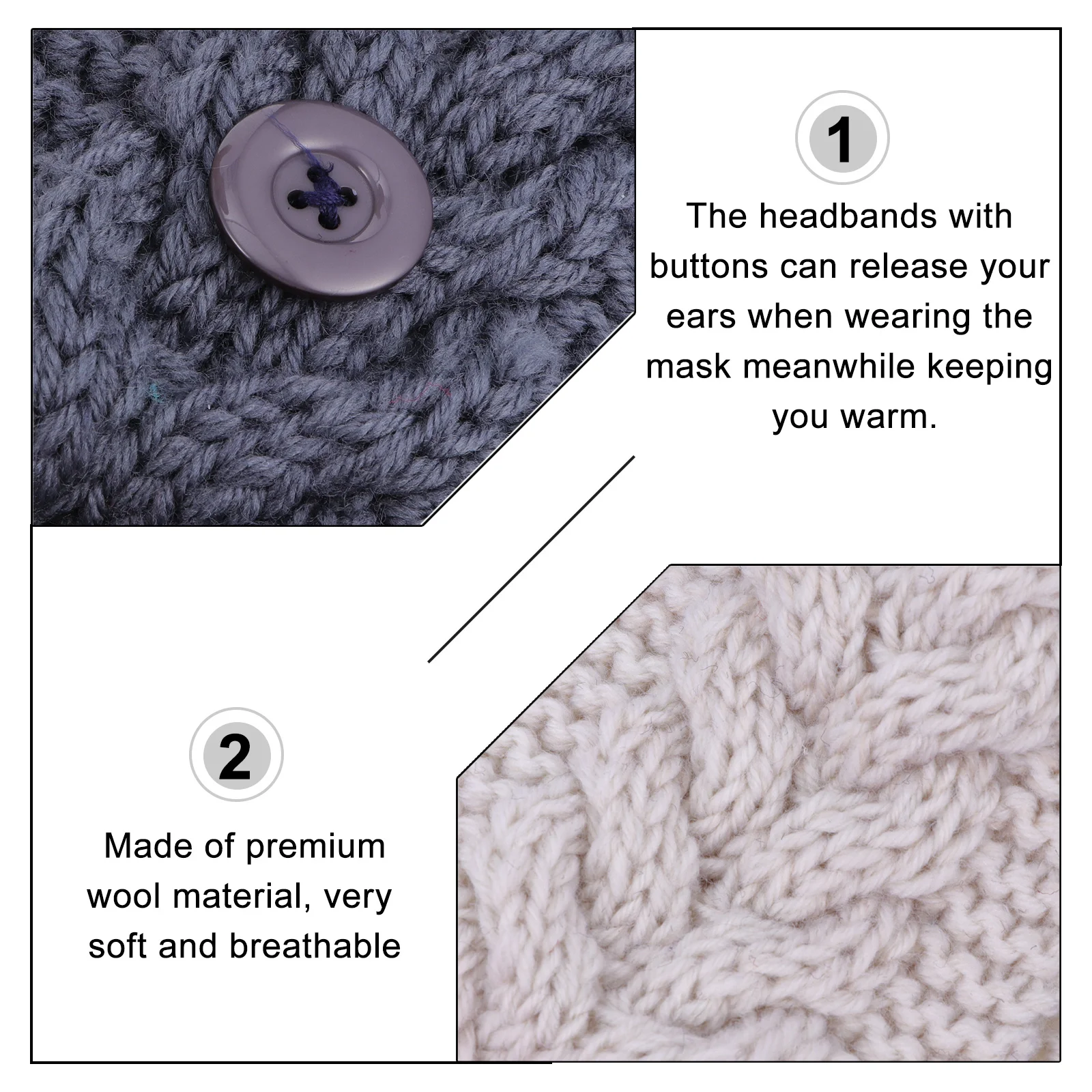 

4 шт., повязка на голову с защитой ушей, держатель для пуговиц, вязаная повязка на голову для маски, зимняя повязка для волос для женщин, фитнеса