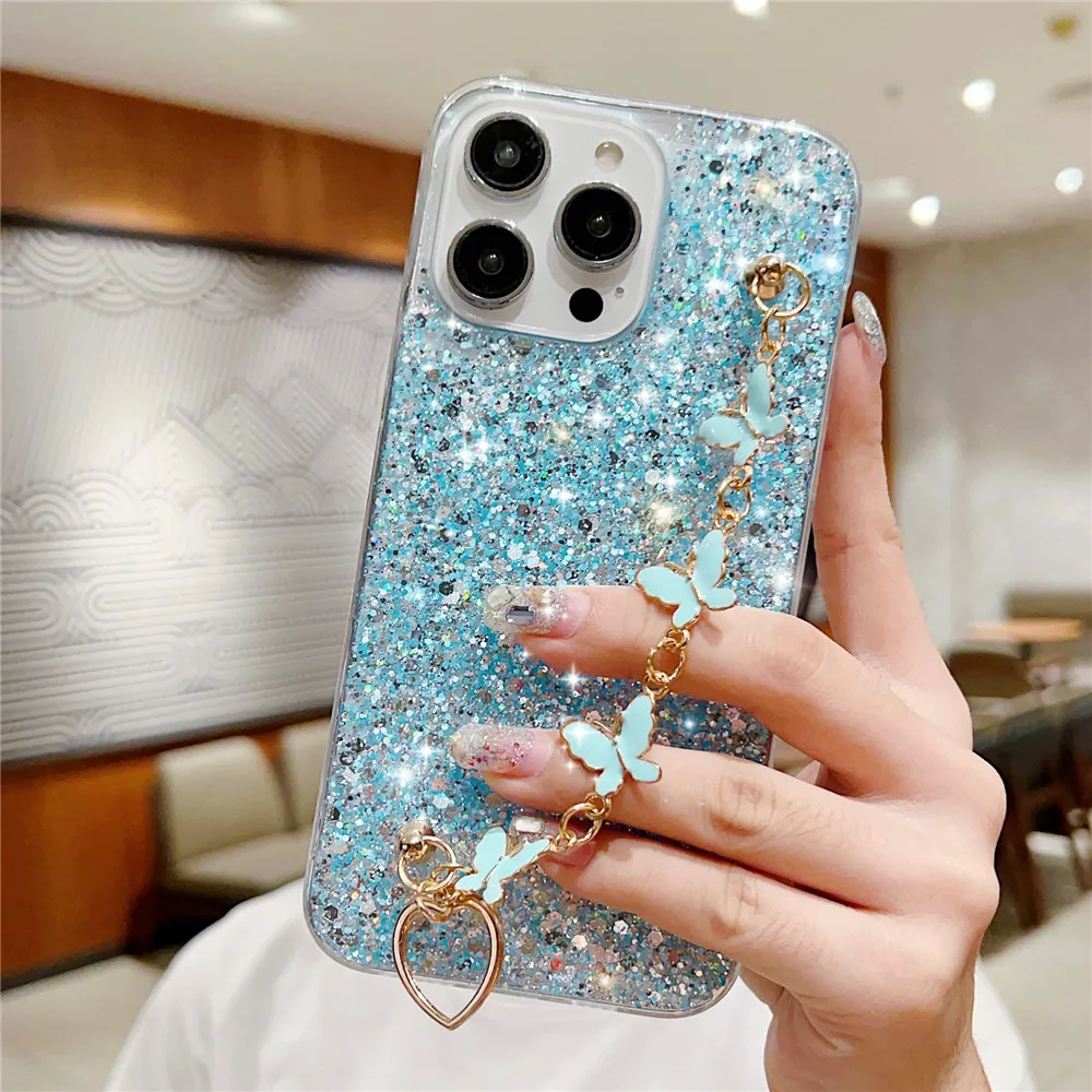 For Samsung A16 Luxury Butterfly Bracelet Phone Case For Samsung Galaxy S25 Ultra S25 Plus A16 A06 S24FE Soft Silicon Back Cover