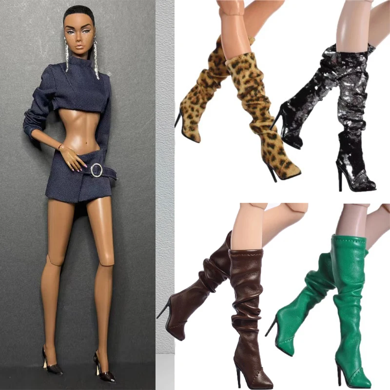 

1/6 Supermodel Doll Toy Wrinkled Boots Unique Design Handmade Shoes For FR2 FR6.0 Nu.face Fashion Royalty 12-inch 30cm Doll Boot
