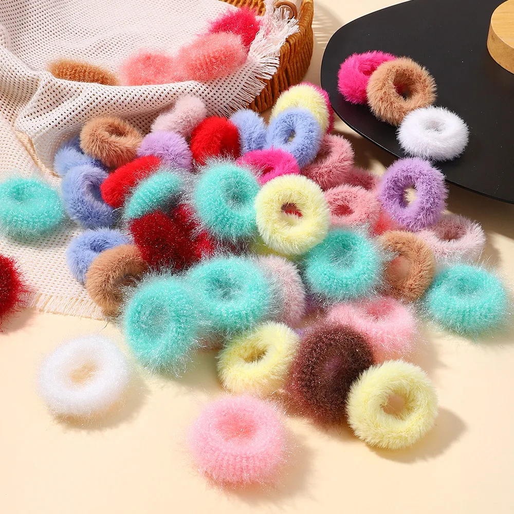 5Pcs/lot New Elastic Hair Band Hair Tie for Girl Plush Color Matching Hair Rope Ponytail Support Headwear Accessories Wholesale