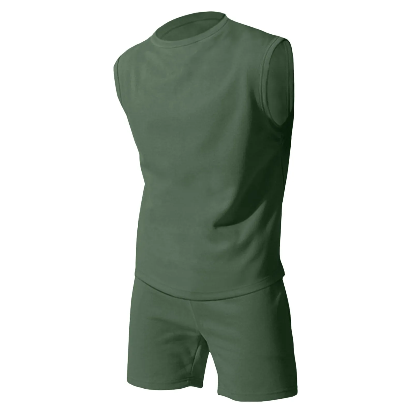 

Men Vest Suit Men'S Summer Breathable Wrinkle Two Piece Breathable Volume Undershirt Shorts Set Vest Mens Suit