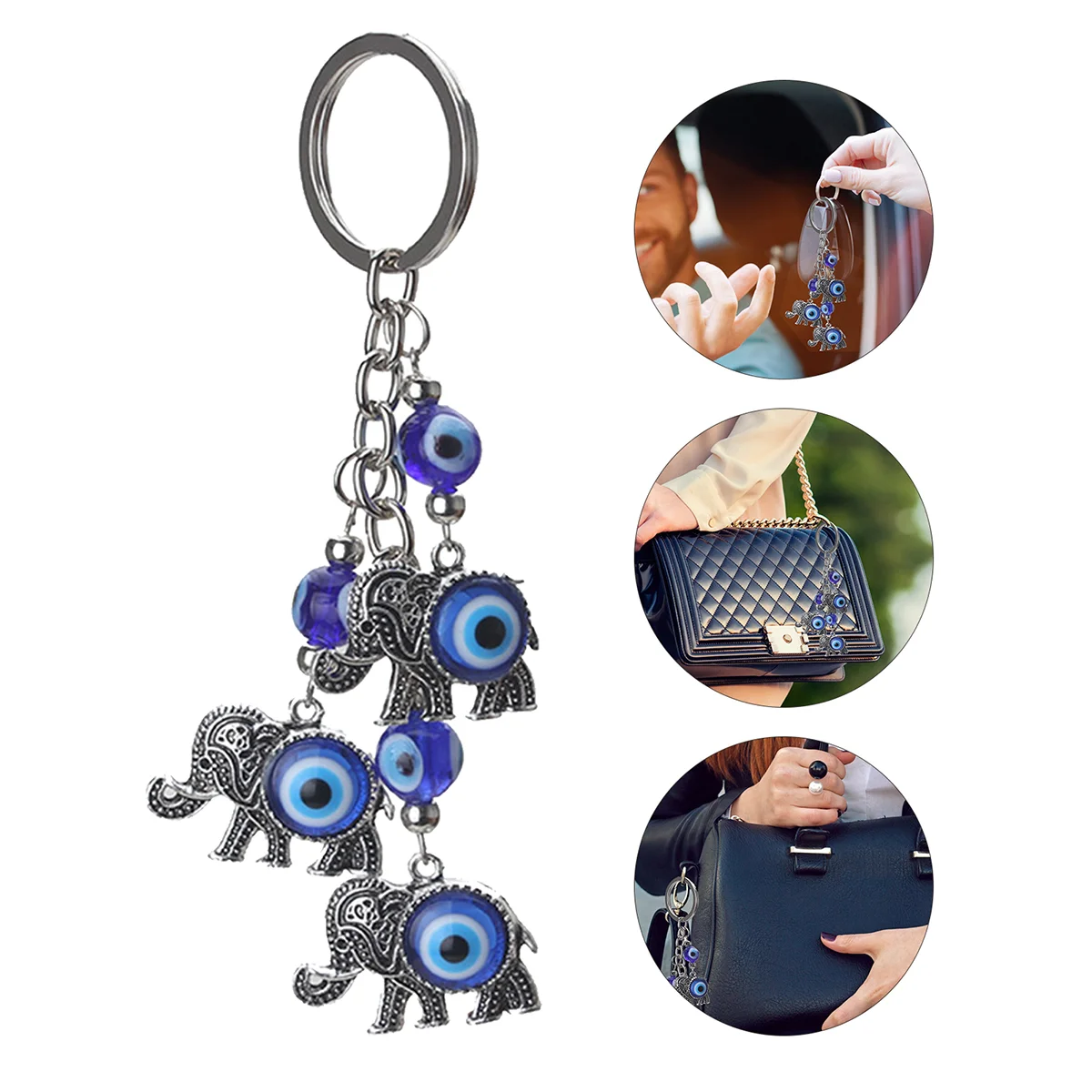 2 Pcs Key Chain Practical Keychain Rings Ornament Decor Bags Blue Eye Pendant Zinc Alloy Decorative Hanging Supply