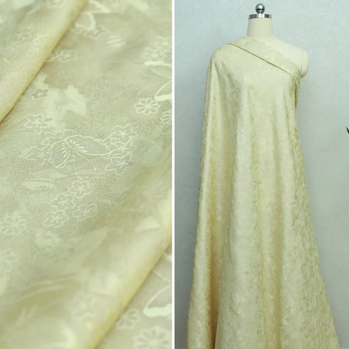 High Quality Flower Shadow Purple Silk Jacquard Silk Chinese Traditional Costume Tea Clothing Cheongsam Cloth Fabric