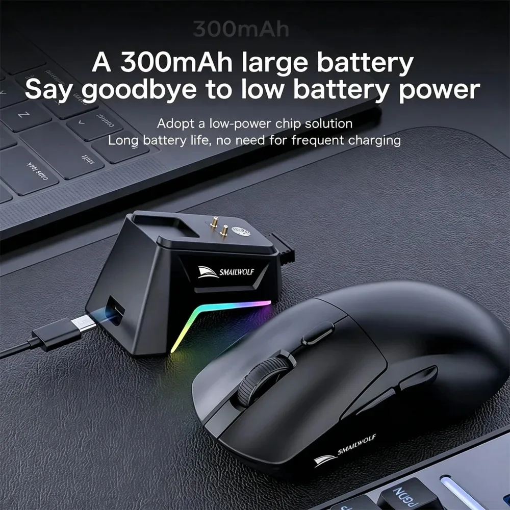 KEBIDUMEI 12000DPI Wireless Gaming Mouse Tri-Mode Bluetooth Mouse With RGB Magnetic Charging Base Mice For Laptop Macbook