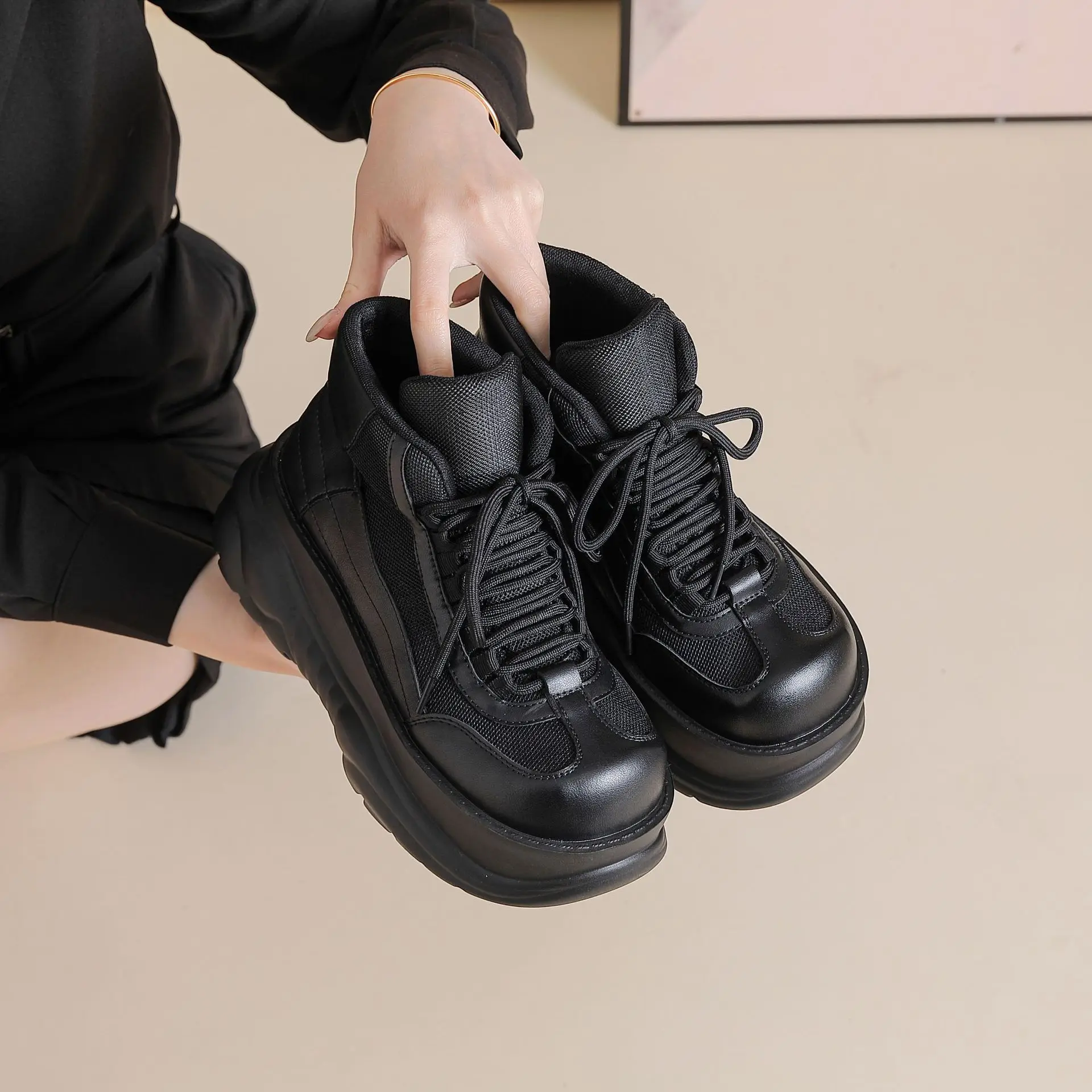 

2026 New Fashion Casual Women's Heightened Platform Muffin Goth Short Punk Metal Big Boots