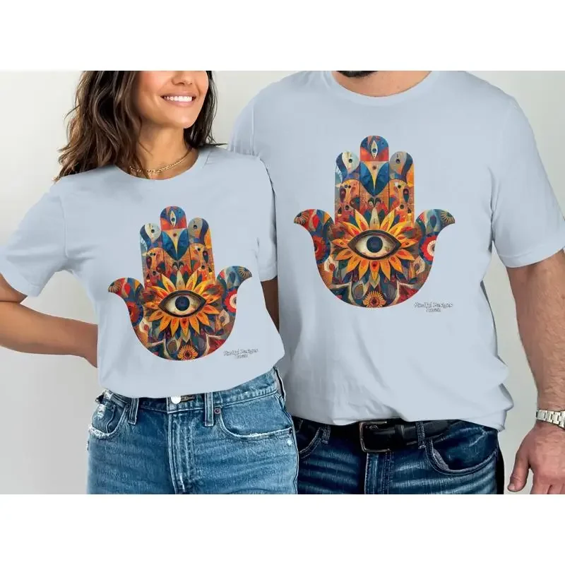 Diseño de la Mano de Fátima Boho, Obra de Arte Espiritual, Ojo Colorido, Símbolo Mandala, Bolsa de Mano, Taza, Camiseta