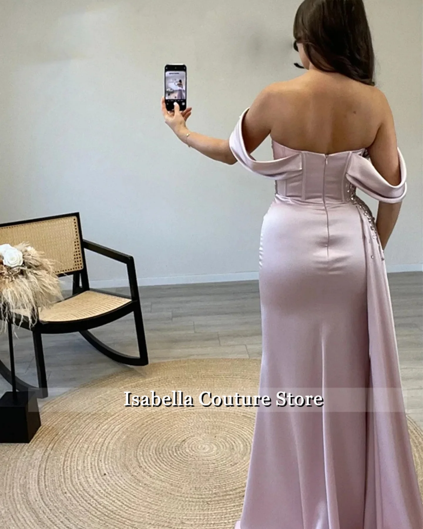 Sexy Mermaid Evening Dress Customized Off The Shoulder Heavy Stones Crystal Sweep Train Pageant Party Gown Vestidos Prom Dresses