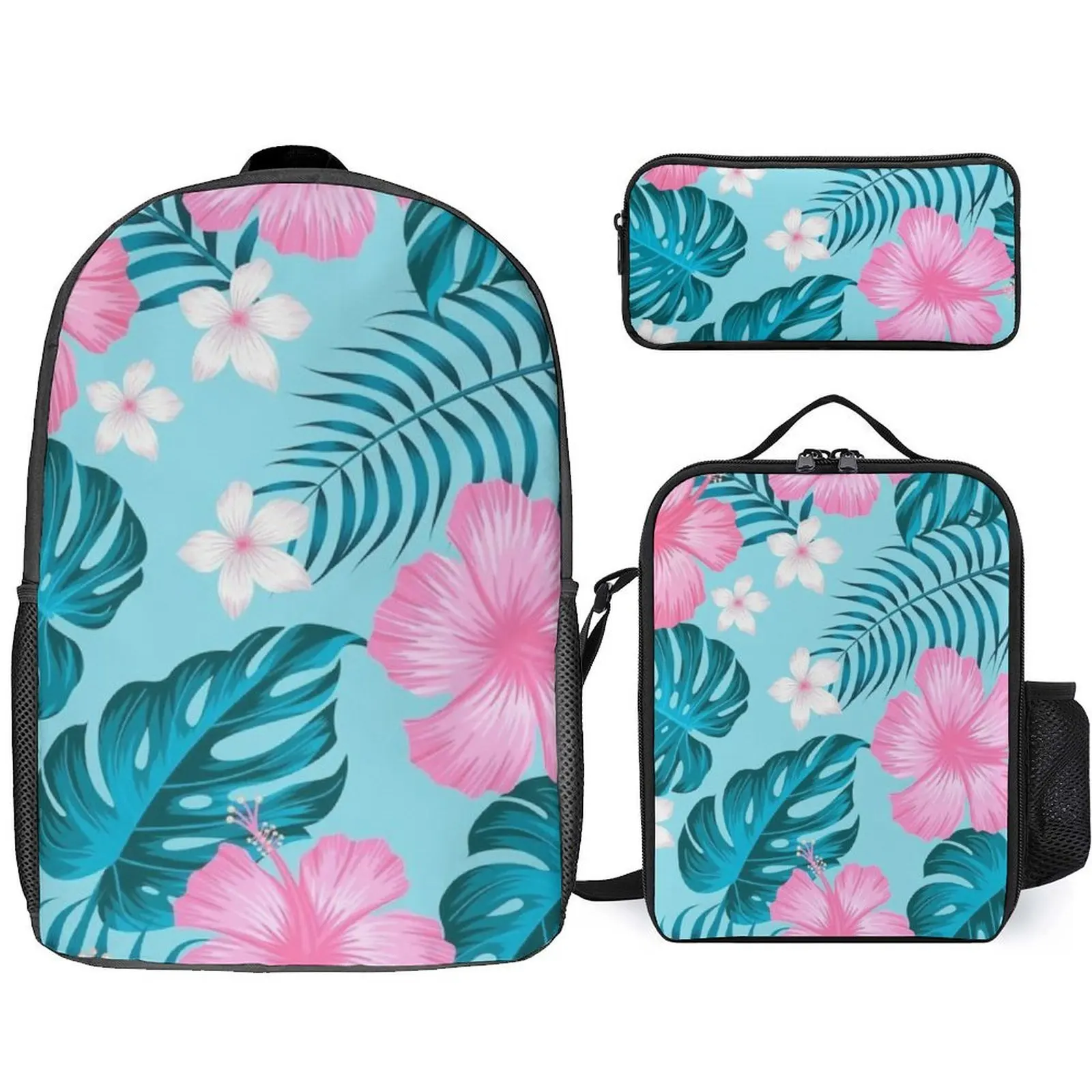 

New Exquisite FlowerPatterned Casual Backpack 17-Inch CustomPrinted Storage Pen Case For Students And Schools