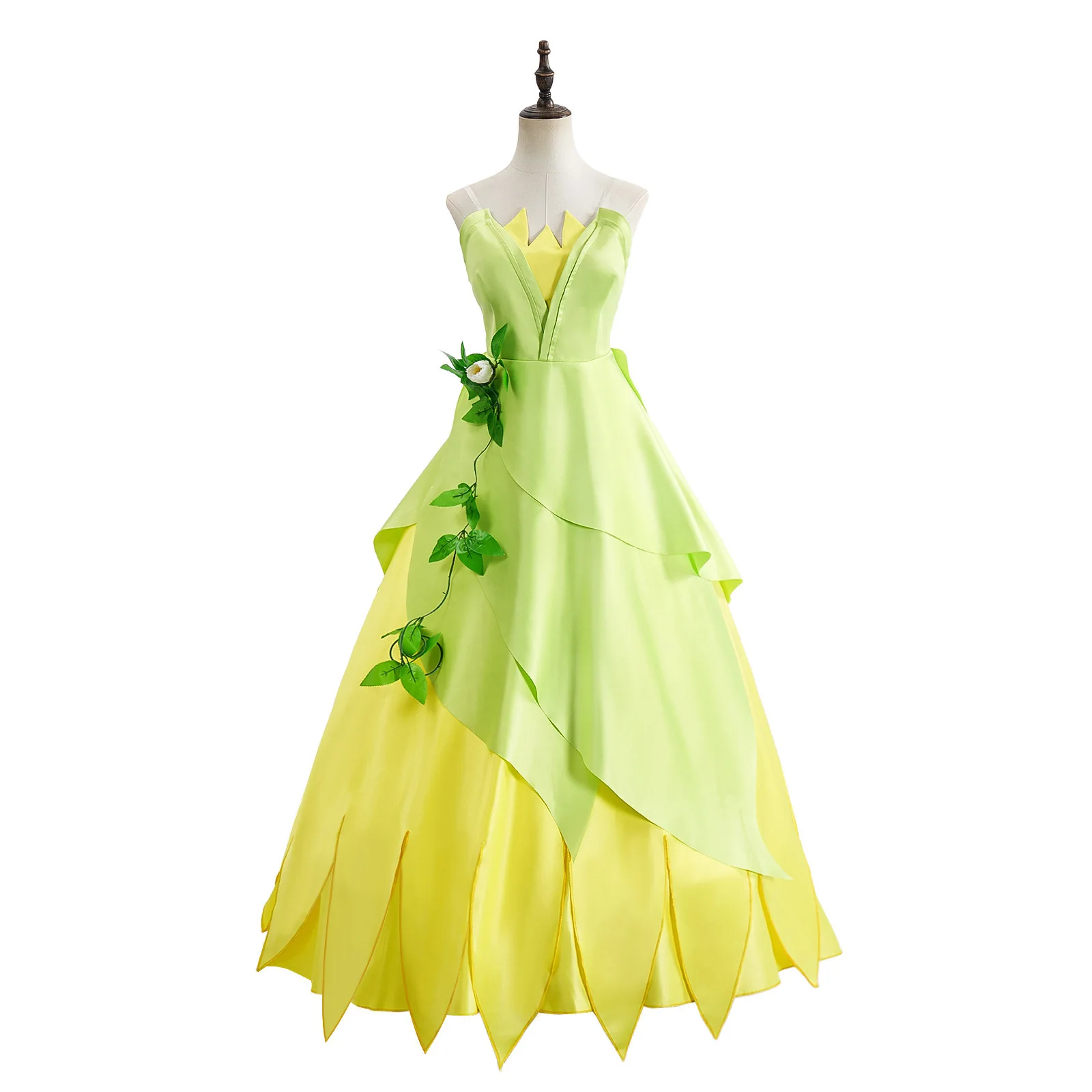 

Fancy Princess and Frog Story Cosplay Costume Princess Ball Gown Off Shoulder Tiana Deluxe Royal Dress Frock Girls Prom Party
